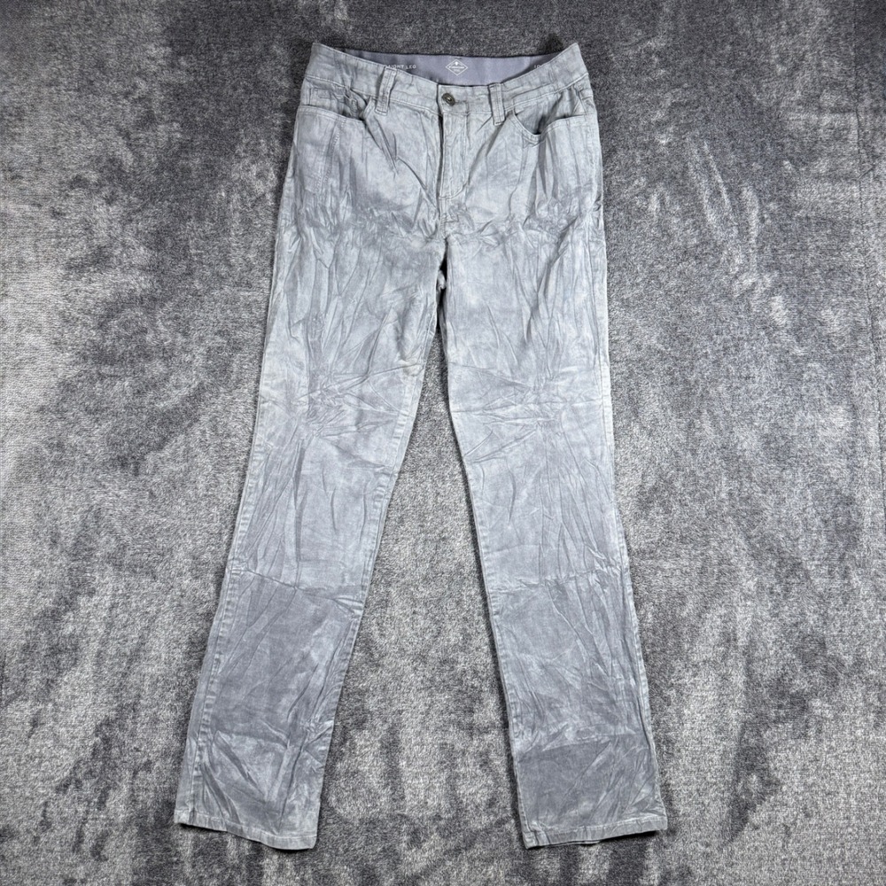 St Johns Bay Womens Grey Corduroy Straight Leg Pants Size 10 Stretch Cotton
